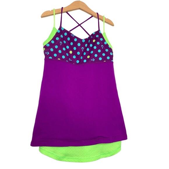 Ivivva By Lululemon Strappy Active Tank Top Girls Size 12 Multicolor Polka Dots - Picture 1 of 10